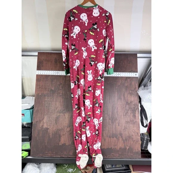 Disney Mickey Mouse Snowman 1 Piece Costume Pajama Suit Red Green Womens XL - Picture 6 of 6